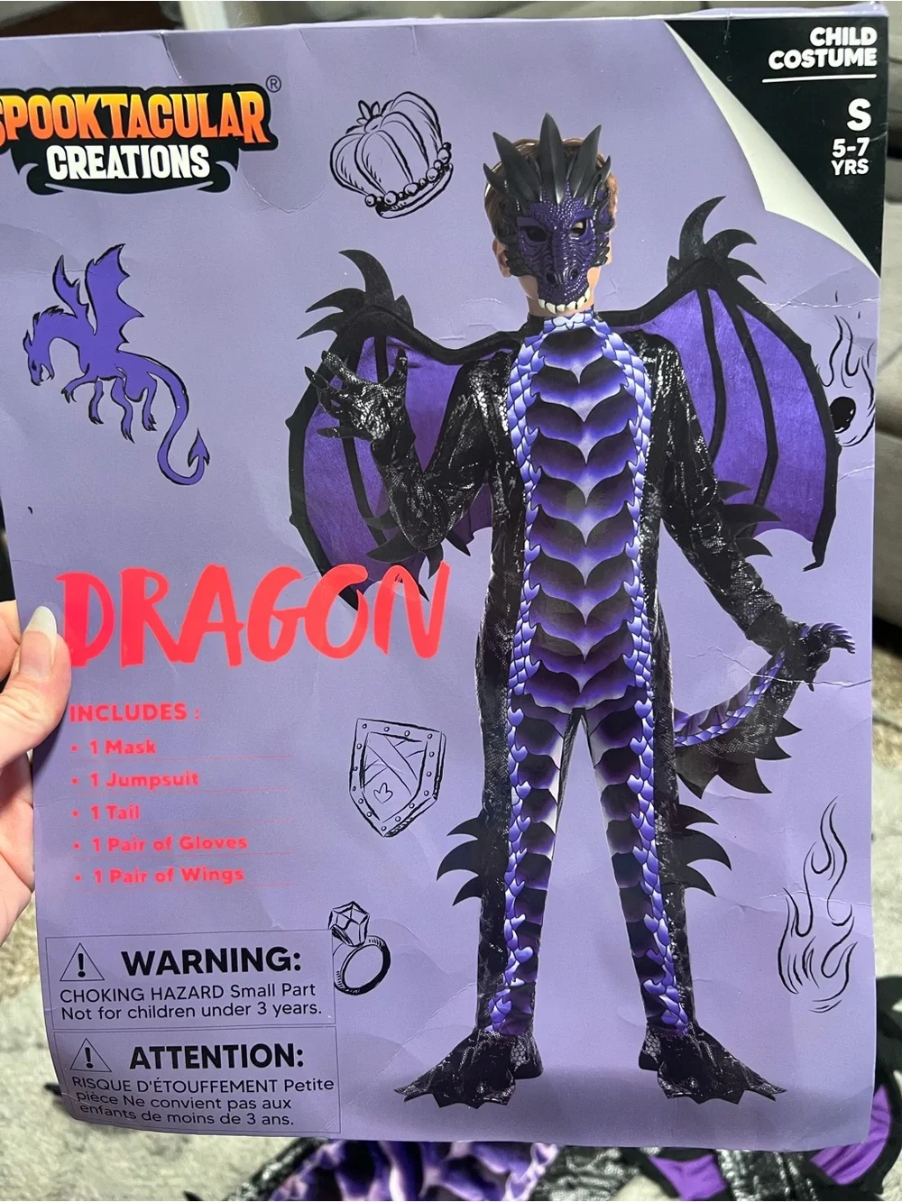 Spooktacular Creations Purple Dragon Costume Kids Size SM 5-7YRS Complete 5-PC